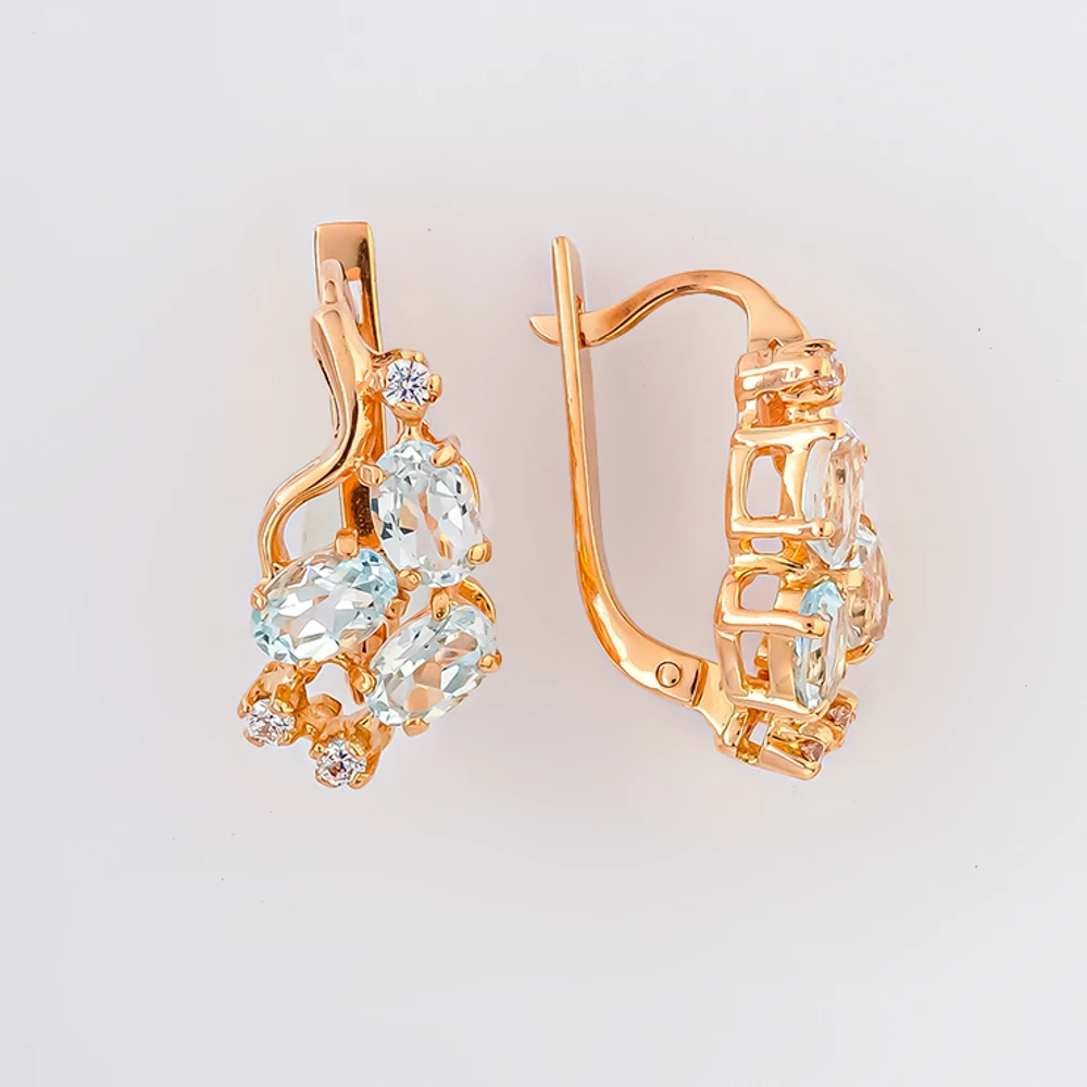 Серьги с топазом из красного золота 585 пробы