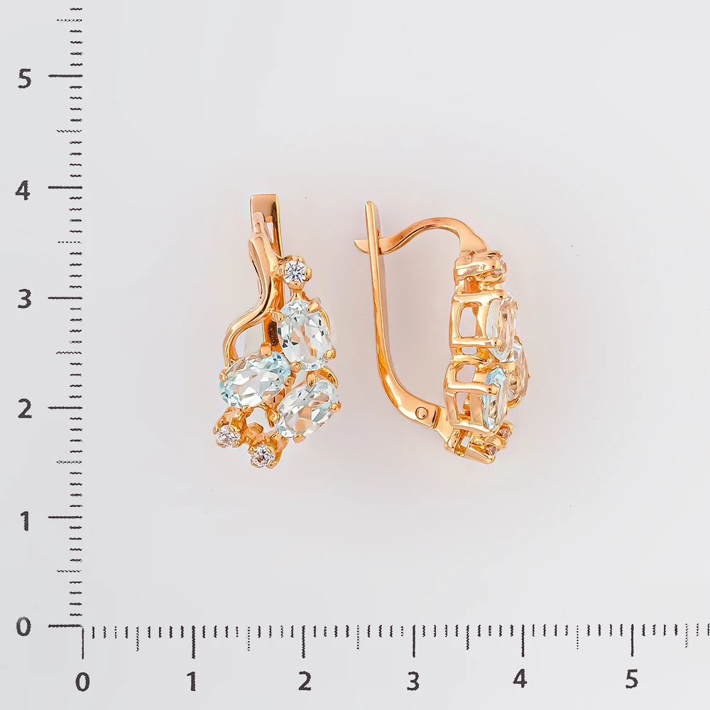 Серьги с топазом из красного золота 585 пробы