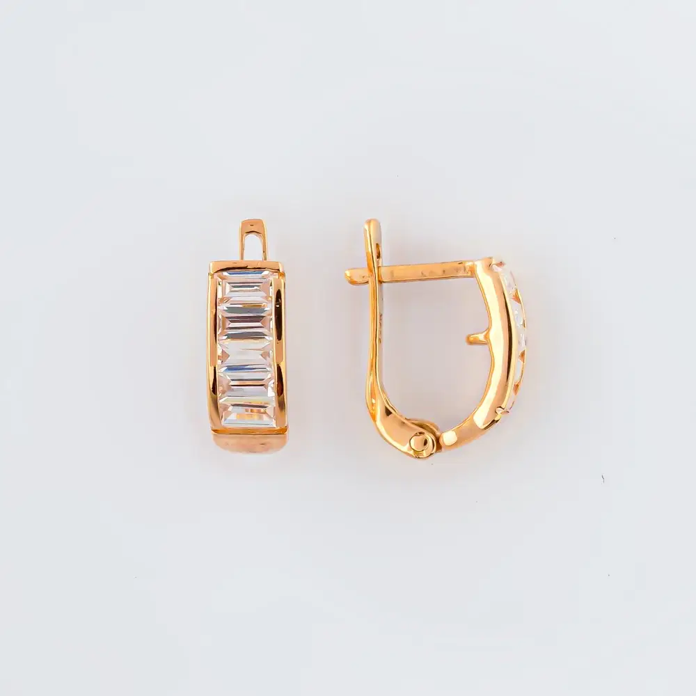 Серьги с фианитом из красного золота 585 пробы 1