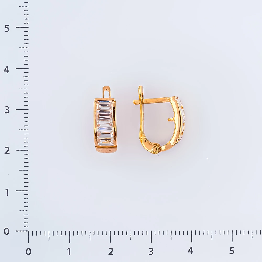 Серьги с фианитом из красного золота 585 пробы