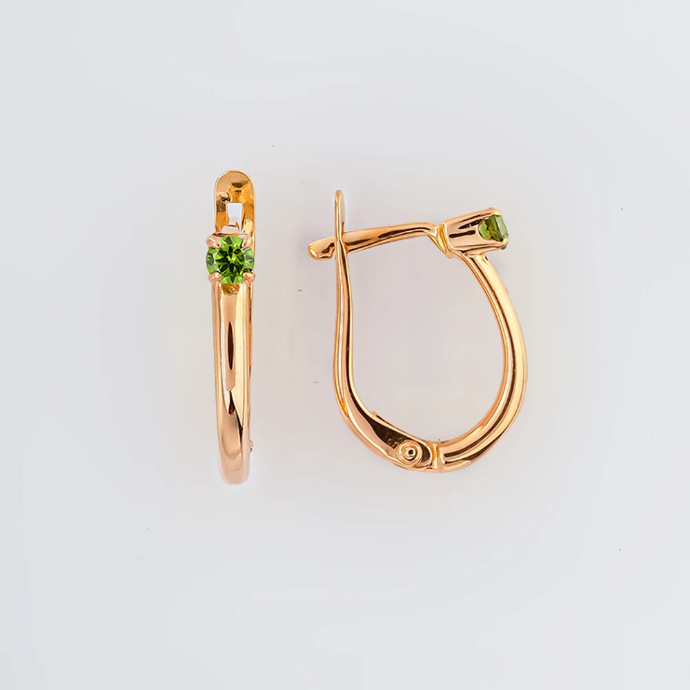 Серьги с фианитом из красного золота 585 пробы