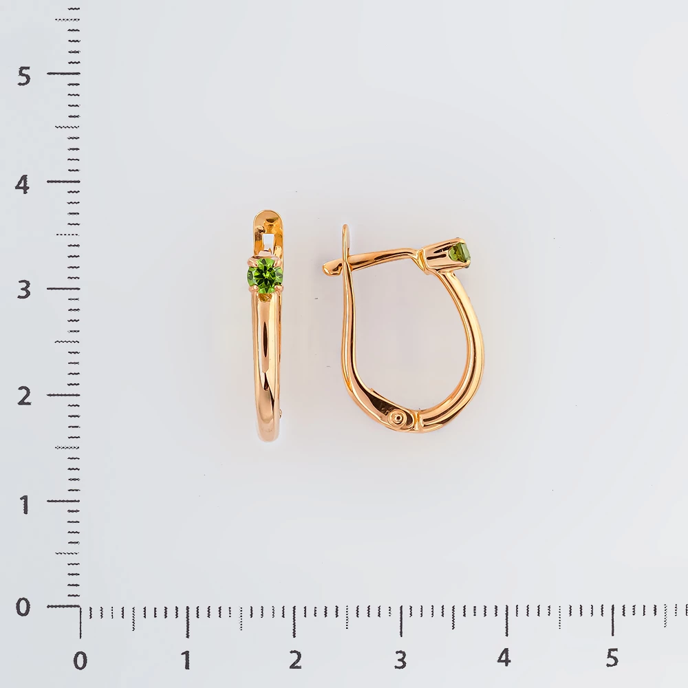 Серьги с фианитом из красного золота 585 пробы