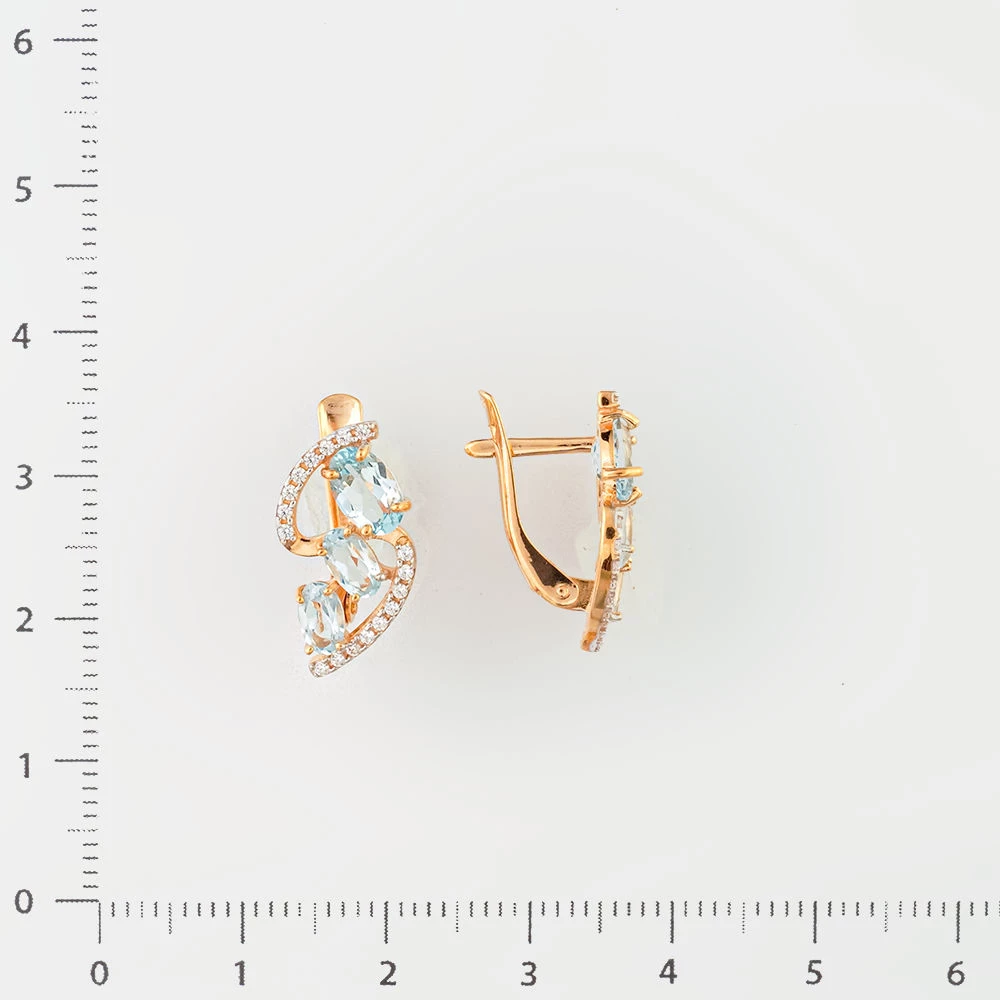 Серьги с топазом из красного золота 585 пробы