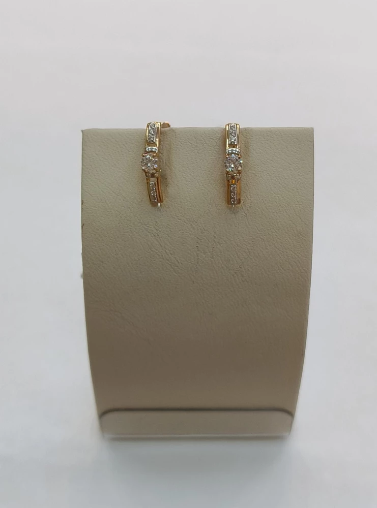 Серьги с фианитом из красного золота 585 пробы