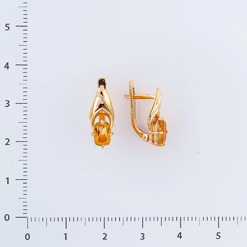 Серьги с фианитом из красного золота 375 пробы