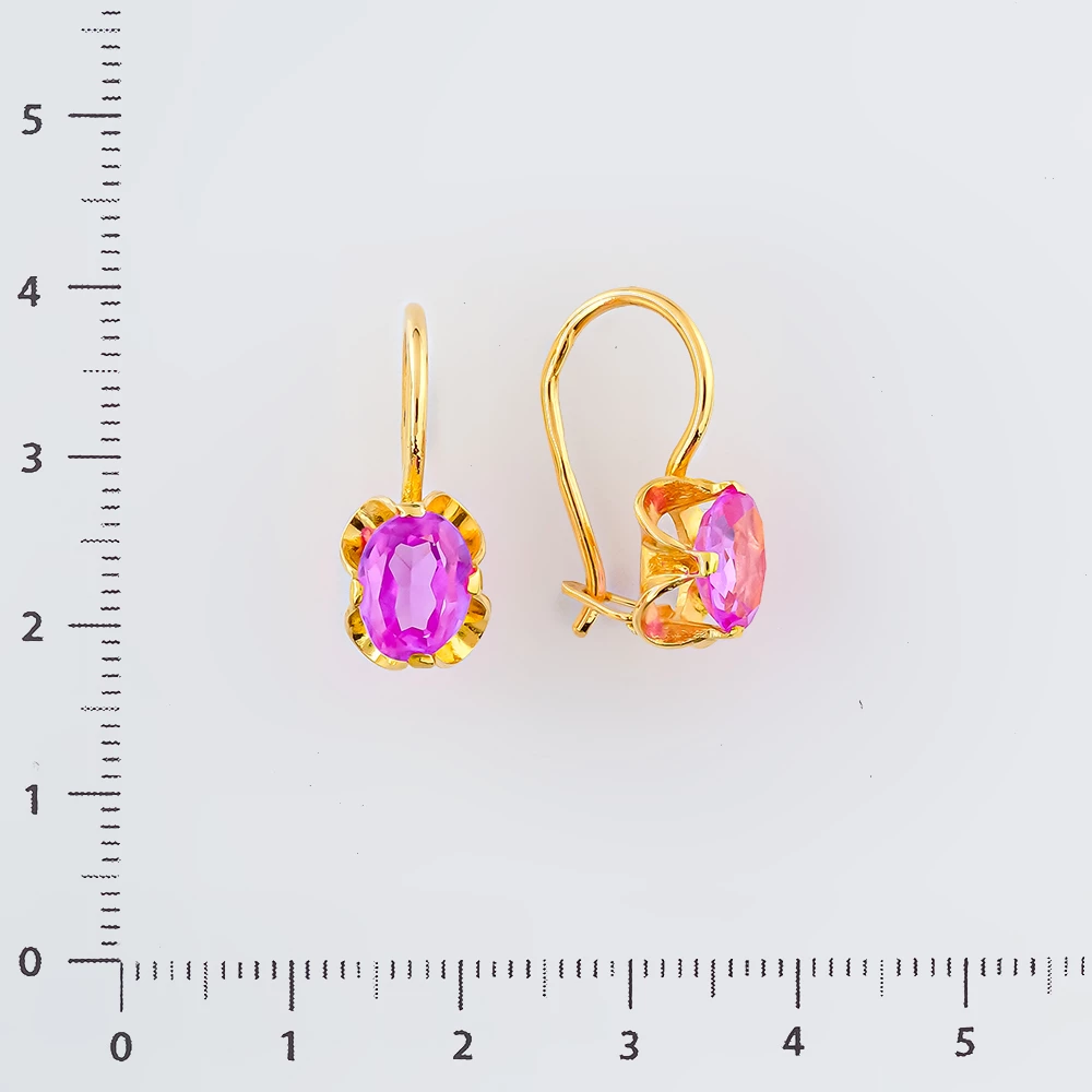 Серьги с фианитом из желтого золота 750 пробы