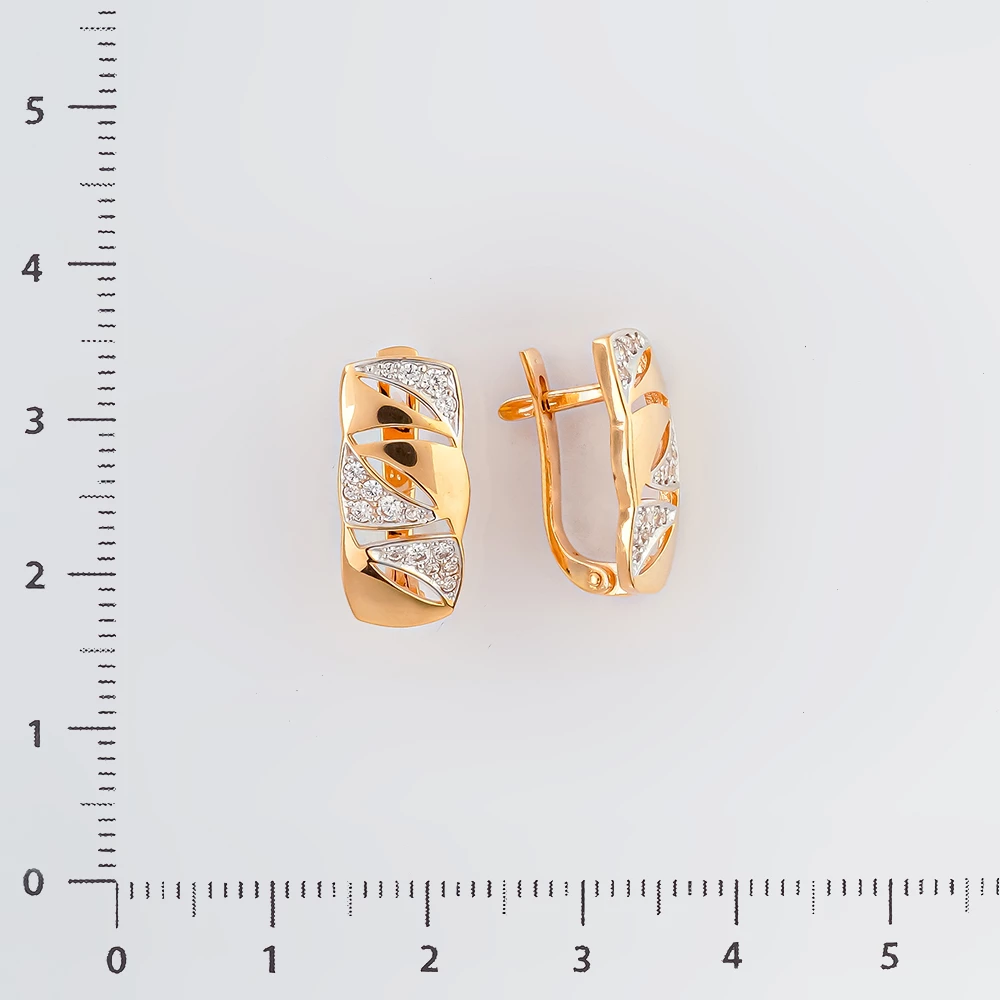 Серьги с фианитом из красного золота 585 пробы