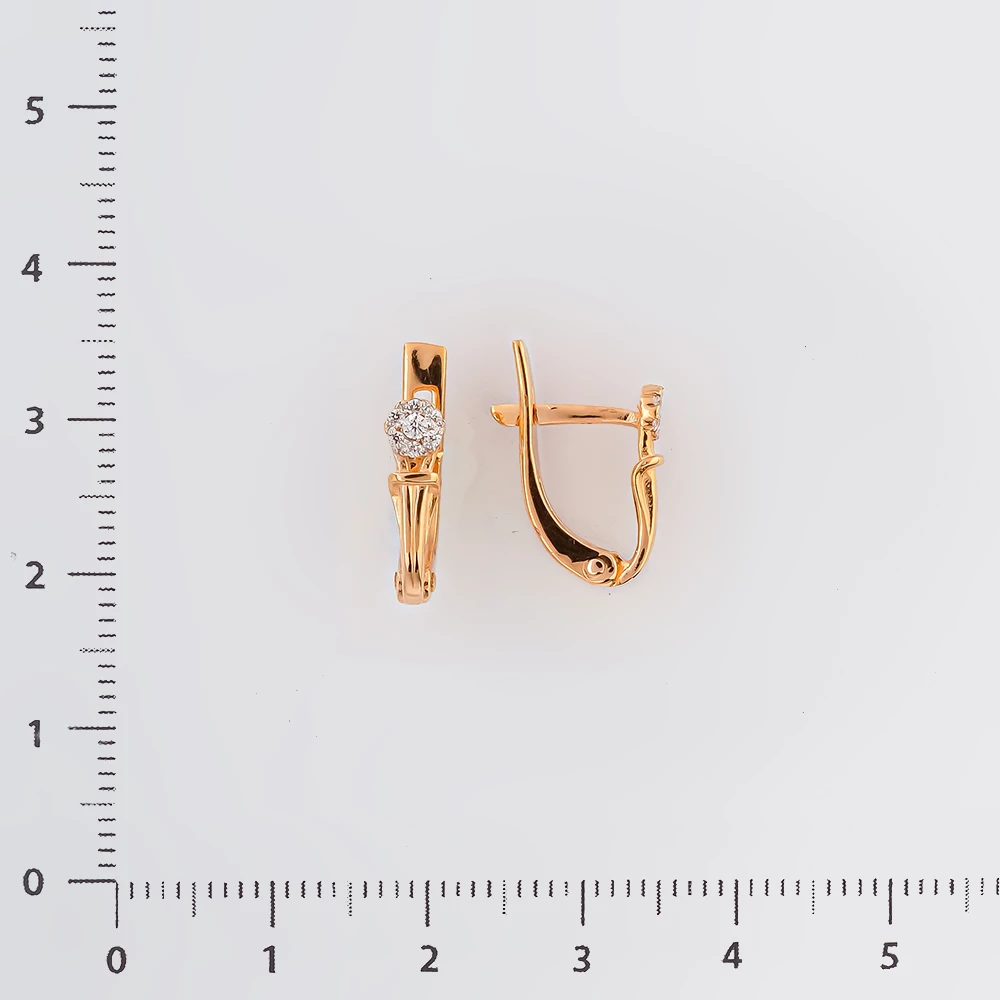 Серьги с фианитом из красного золота 585 пробы