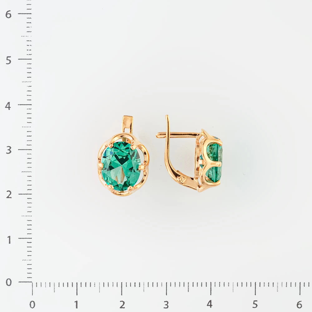 Серьги с ситаллом из красного золота 585 пробы