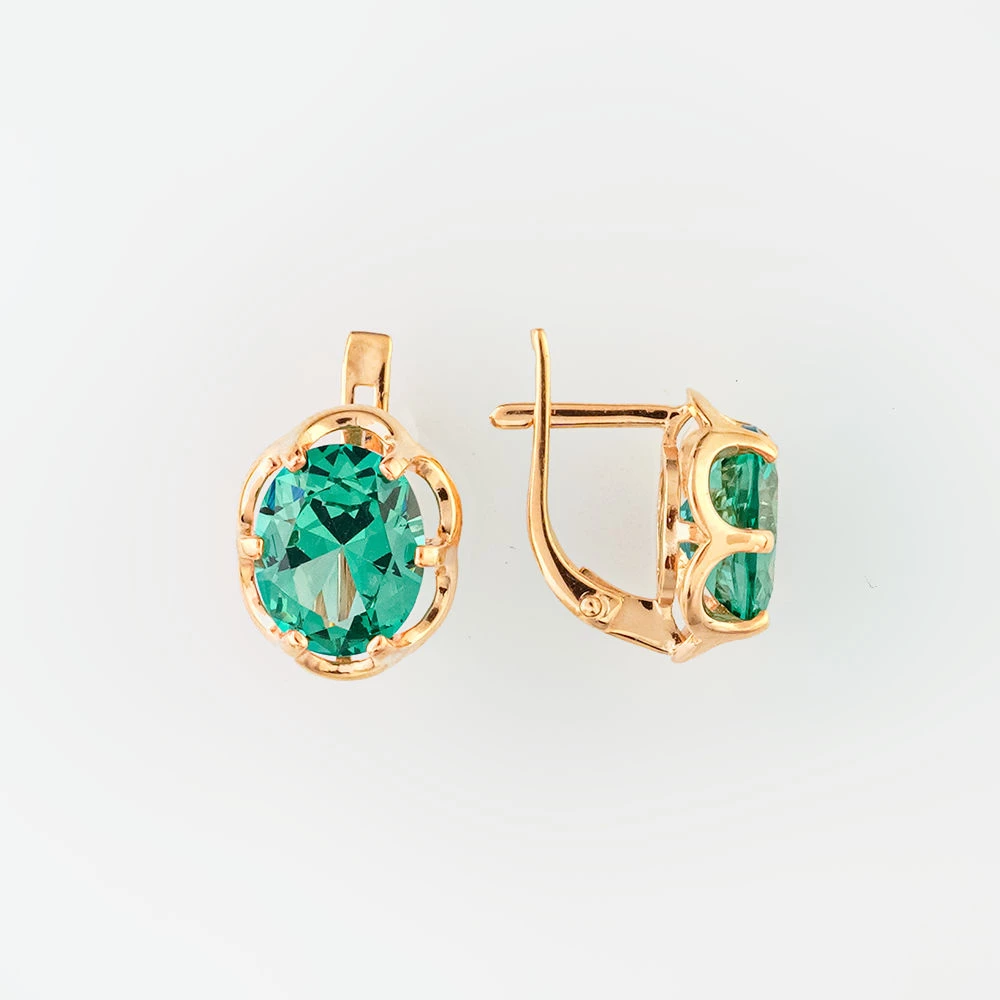 Серьги с ситаллом из красного золота 585 пробы
