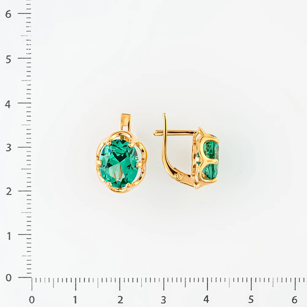 Серьги с ситаллом из красного золота 585 пробы