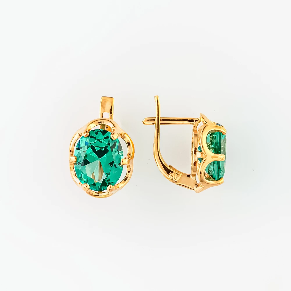 Серьги с ситаллом из красного золота 585 пробы