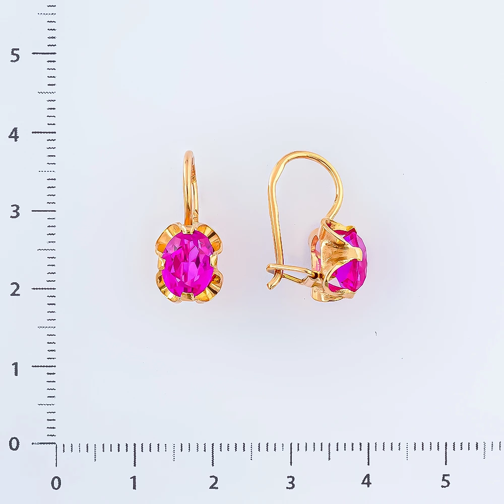 Серьги с фианитом из красного золота 583 пробы