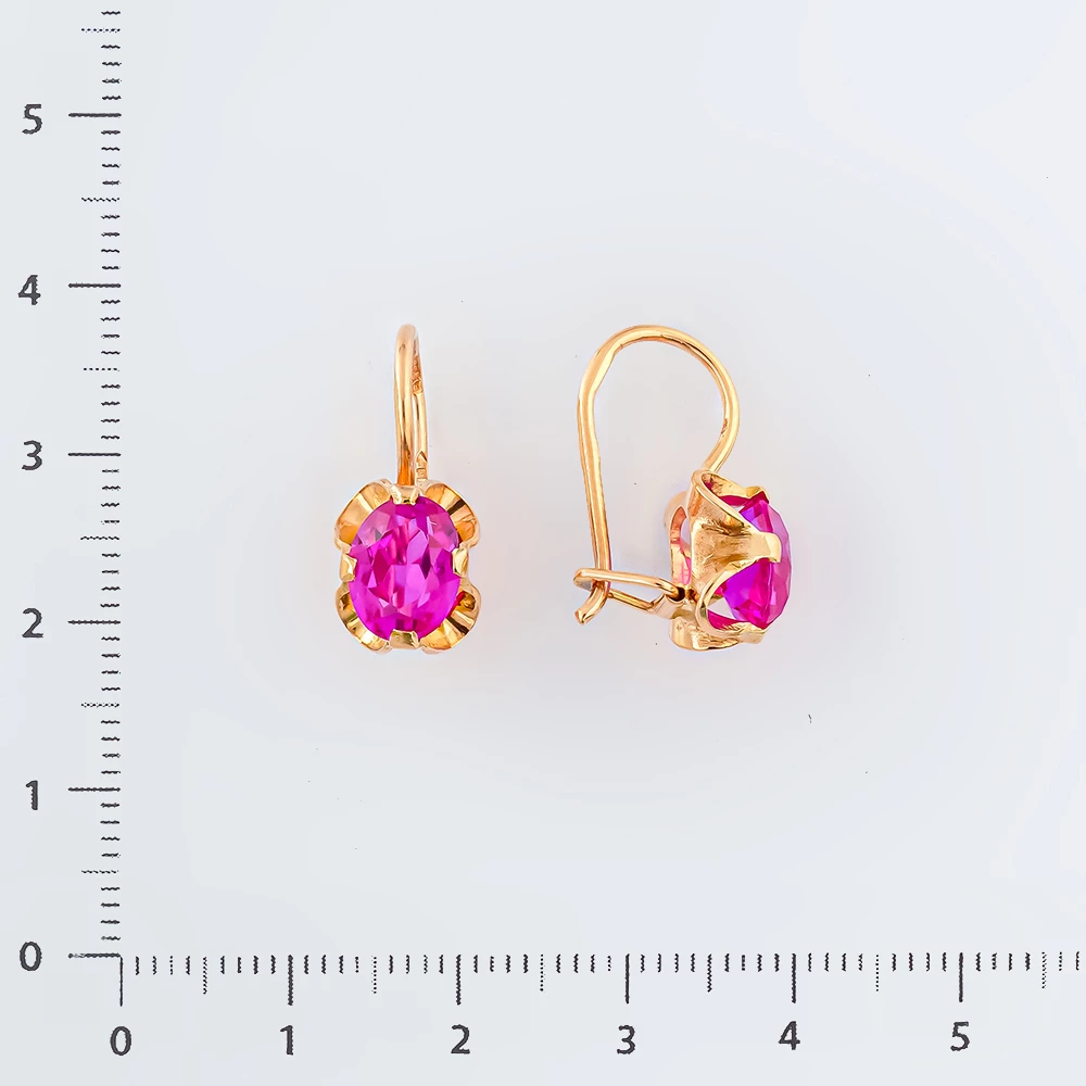 Серьги с фианитом из красного золота 583 пробы