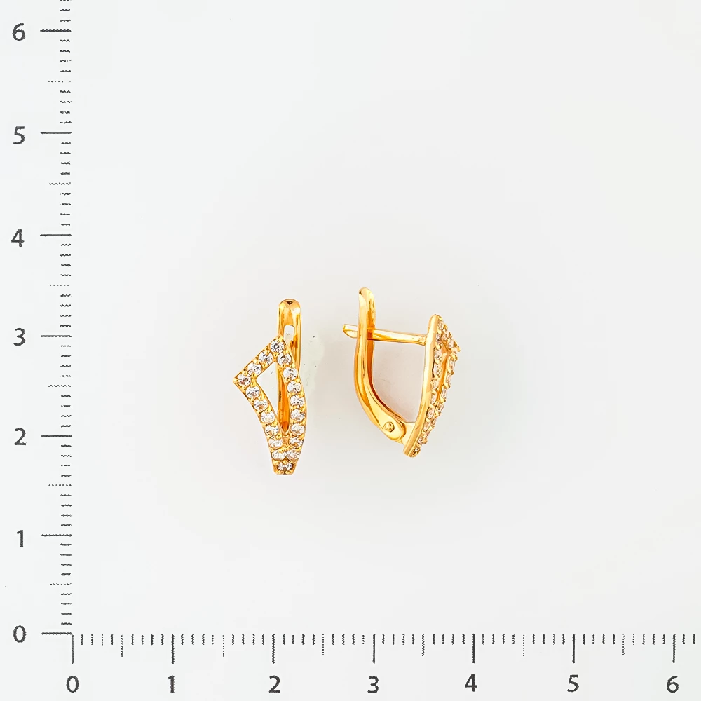 Серьги с фианитом из красного золота 585 пробы
