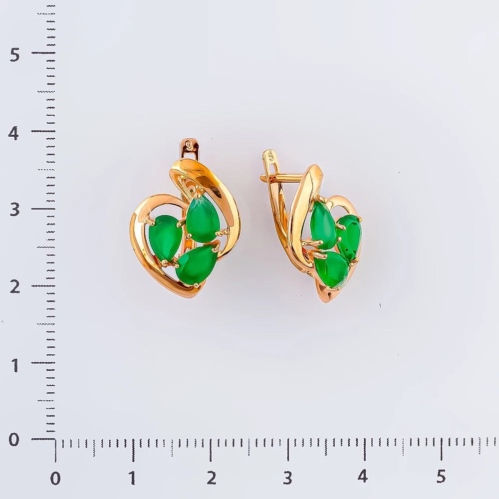 Серьги с агатом из красного золота 585 пробы