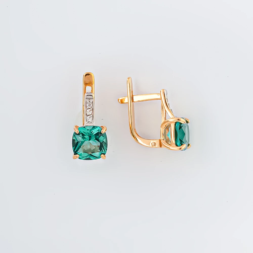 Серьги с ситаллом из красного золота 585 пробы