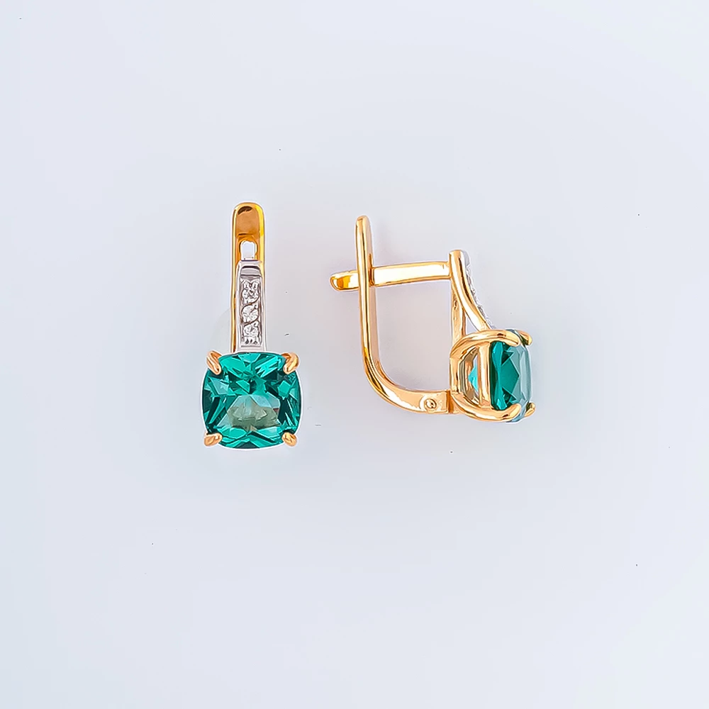Серьги с ситаллом из красного золота 585 пробы