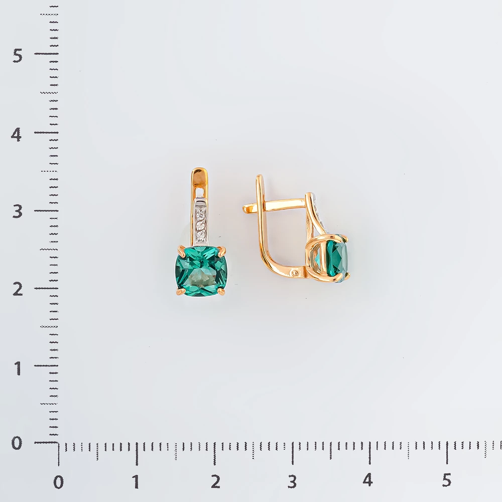 Серьги с ситаллом из красного золота 585 пробы