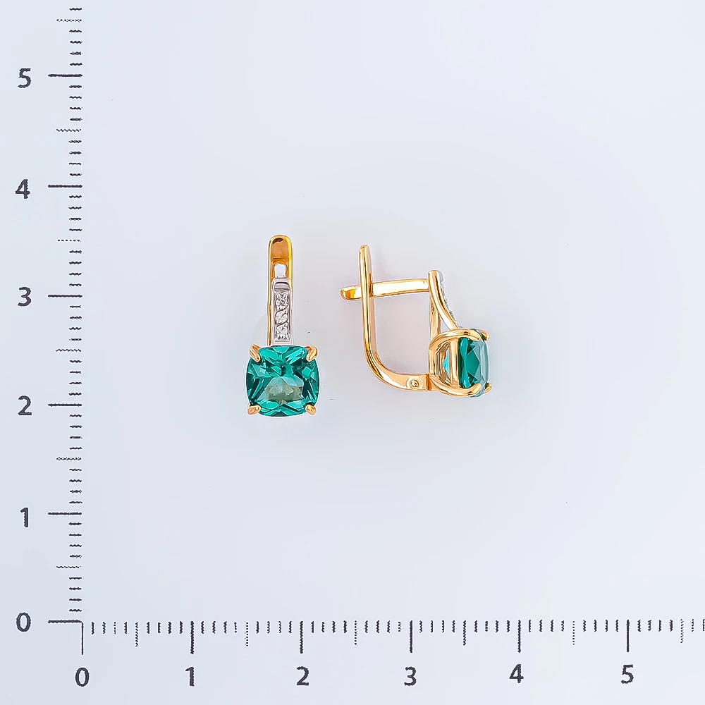 Серьги с ситаллом из красного золота 585 пробы
