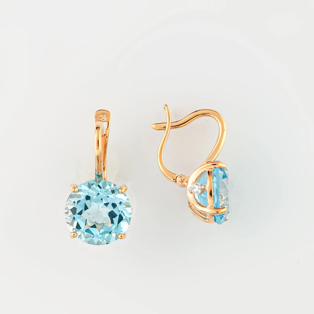 Серьги с топазом из красного золота 585 пробы