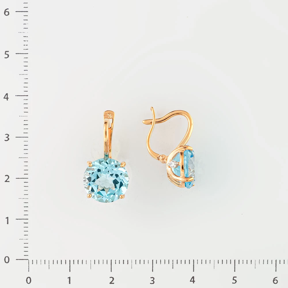 Серьги с топазом из красного золота 585 пробы