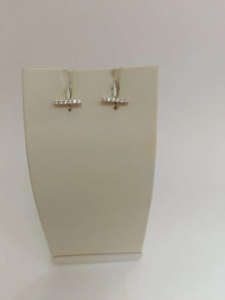 Серьги с фианитом из красного золота 585 пробы