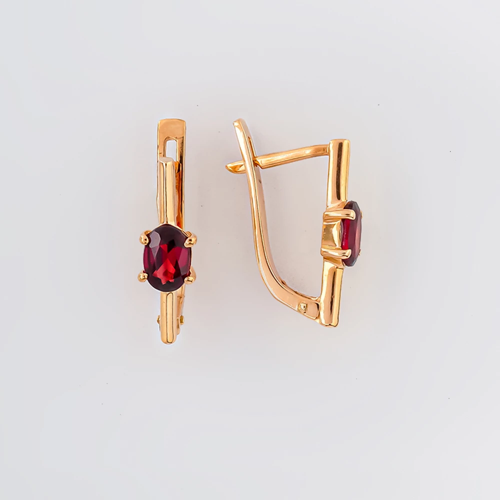 Серьги с фианитом из красного золота 585 пробы