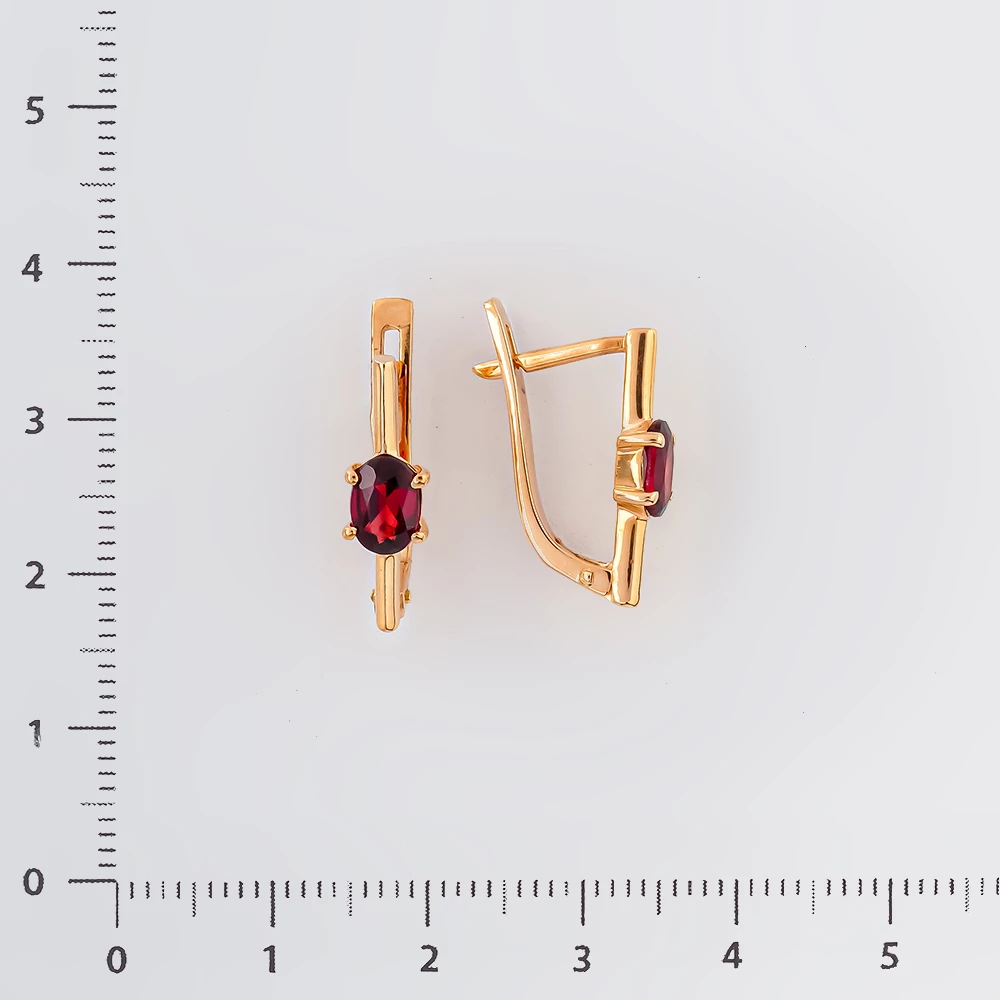 Серьги с фианитом из красного золота 585 пробы