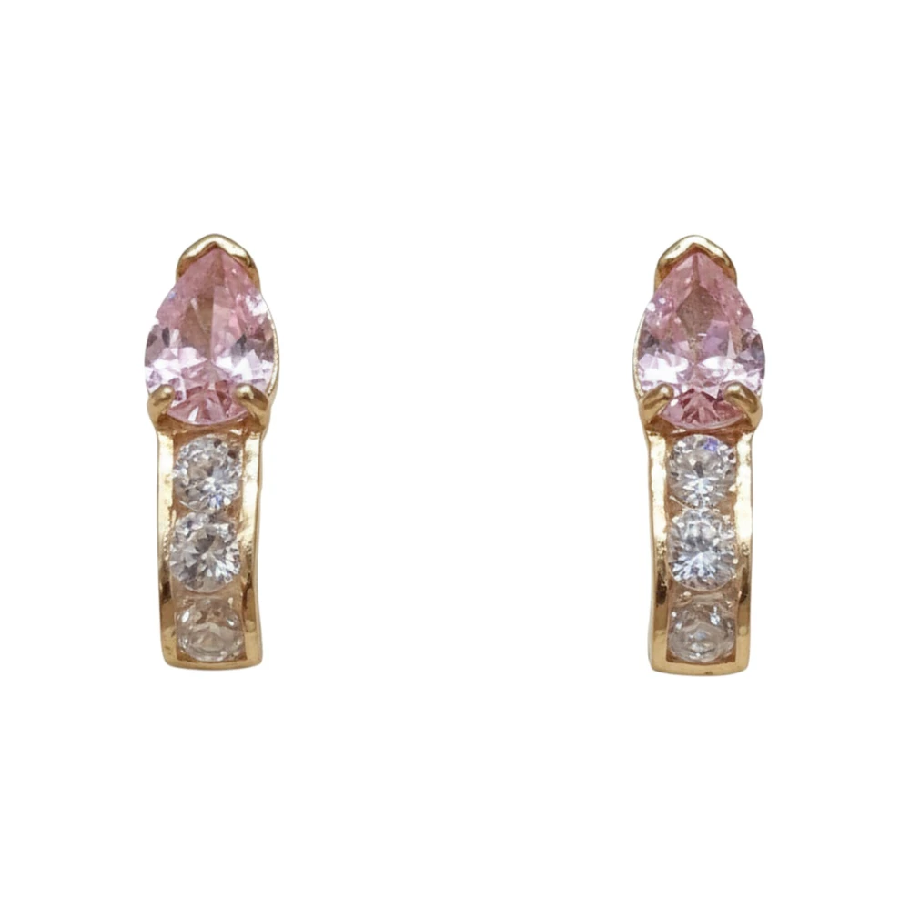 Серьги с фианитом из красного золота 585 пробы