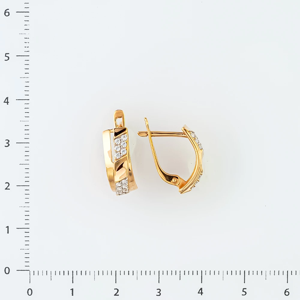 Серьги с фианитом из красного золота 585 пробы