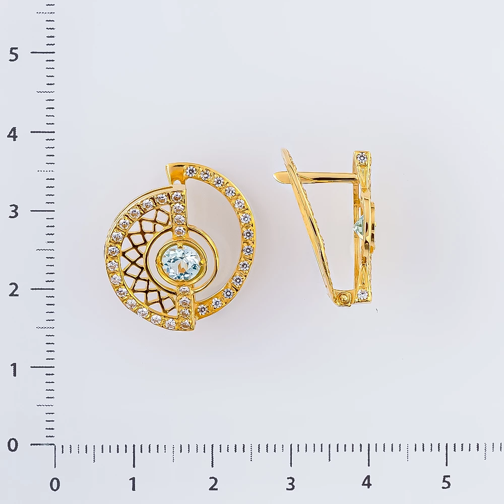 Серьги с топазом из желтого золота 585 пробы