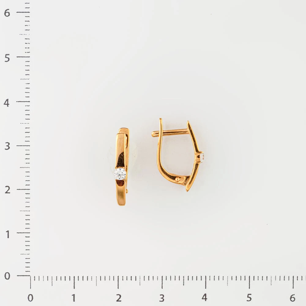 Серьги с фианитом из красного золота 585 пробы