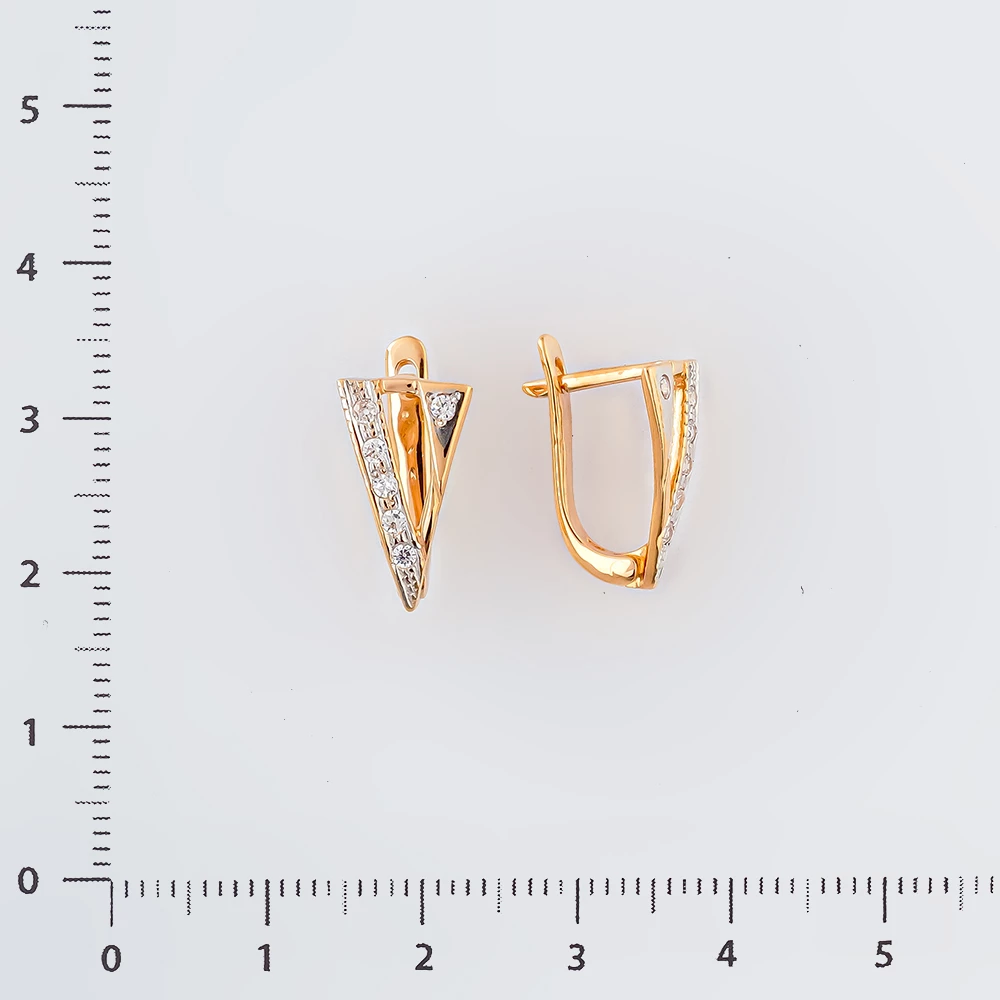 Серьги с фианитом из красного золота 585 пробы