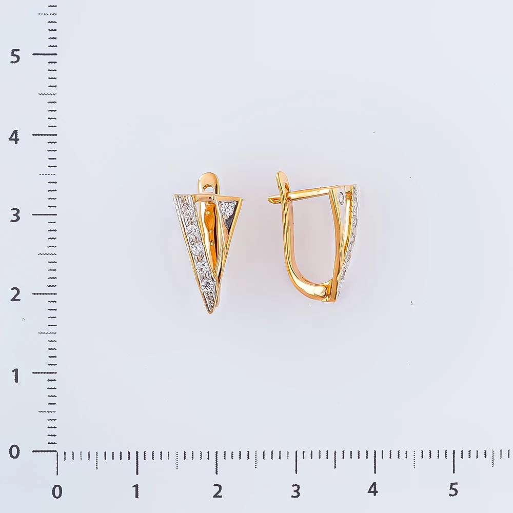 Серьги с фианитом из красного золота 585 пробы