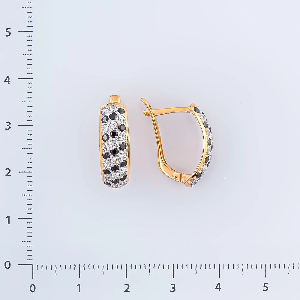 Серьги с фианитом из красного золота 585 пробы