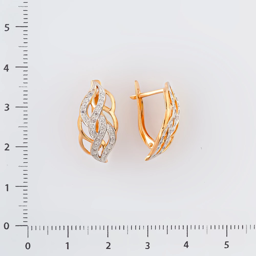 Серьги с фианитом из красного золота 585 пробы