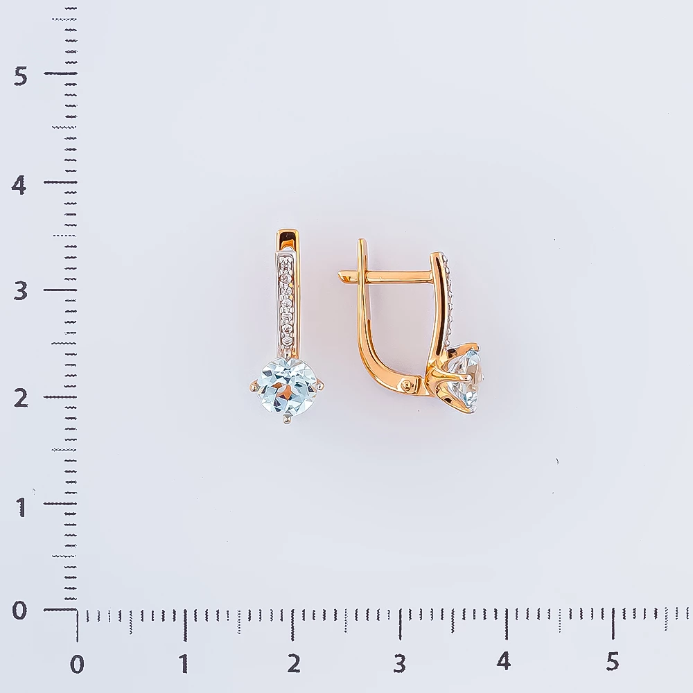 Серьги с топазом из красного золота 585 пробы
