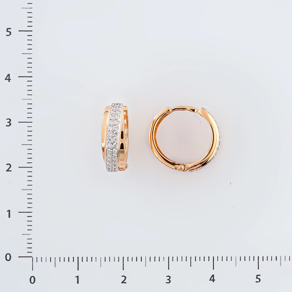 Серьги с фианитом из красного золота 585 пробы