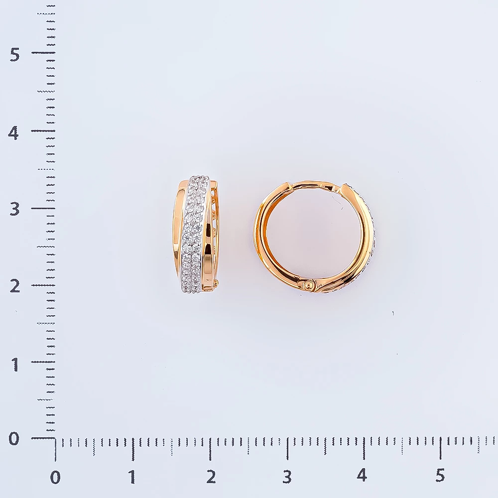 Серьги с фианитом из красного золота 585 пробы