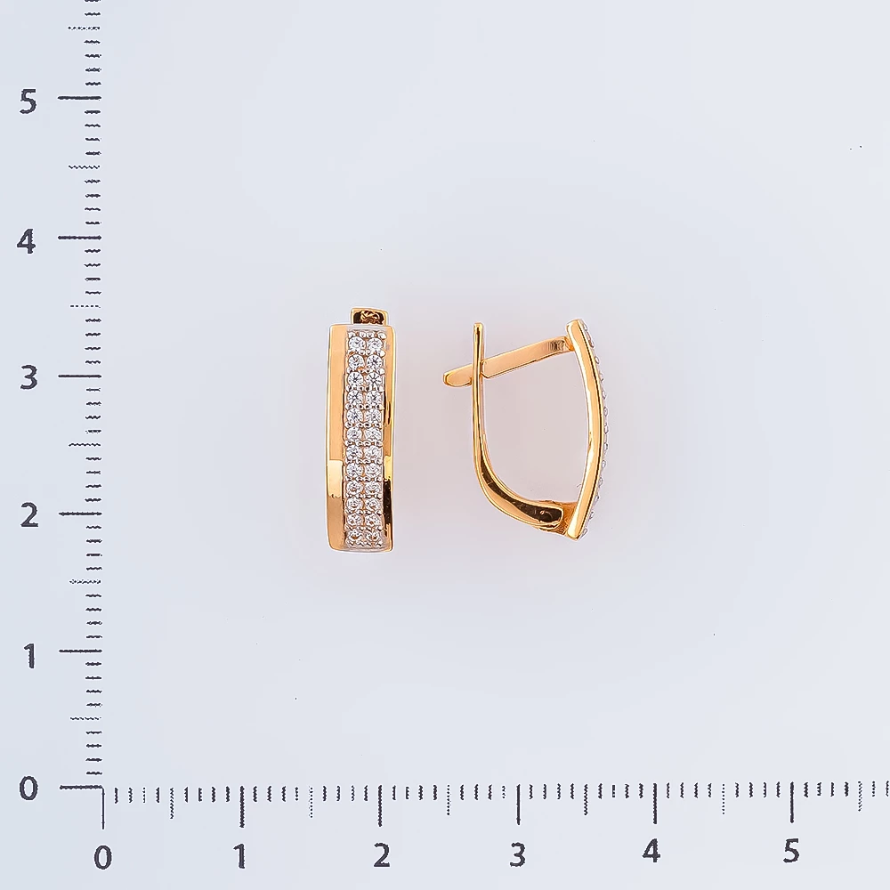 Серьги с фианитом из красного золота 585 пробы