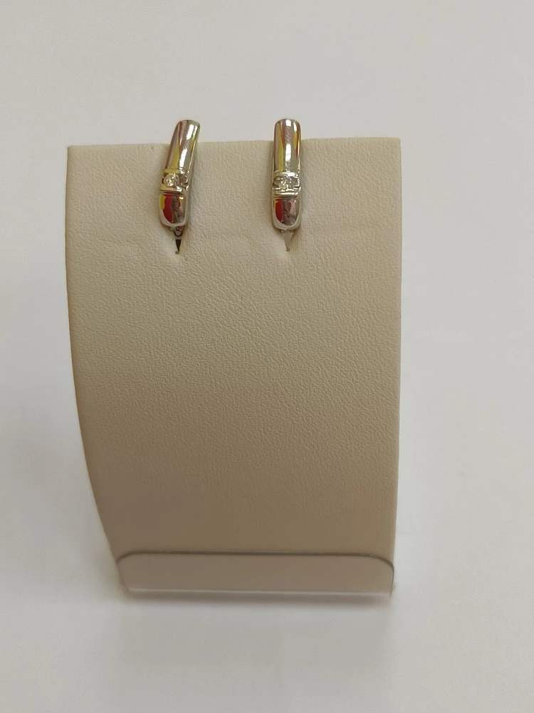 Серьги с бриллиантом из белого золота 585 пробы