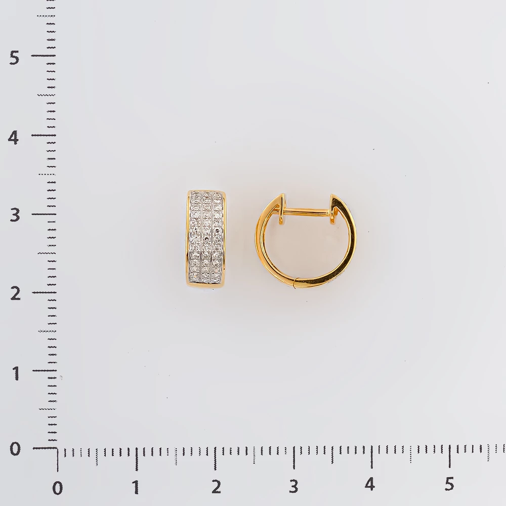 Серьги конго с бриллиантом из желтого золота 585 пробы