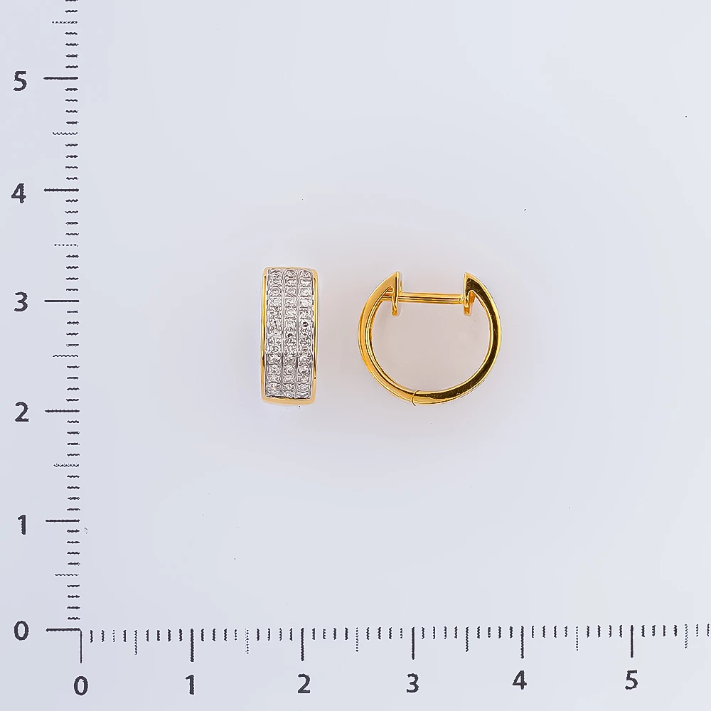 Серьги конго с бриллиантом из желтого золота 585 пробы