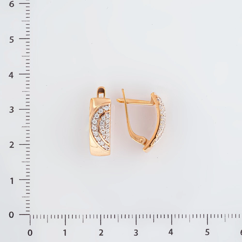 Серьги с фианитом из красного золота 585 пробы