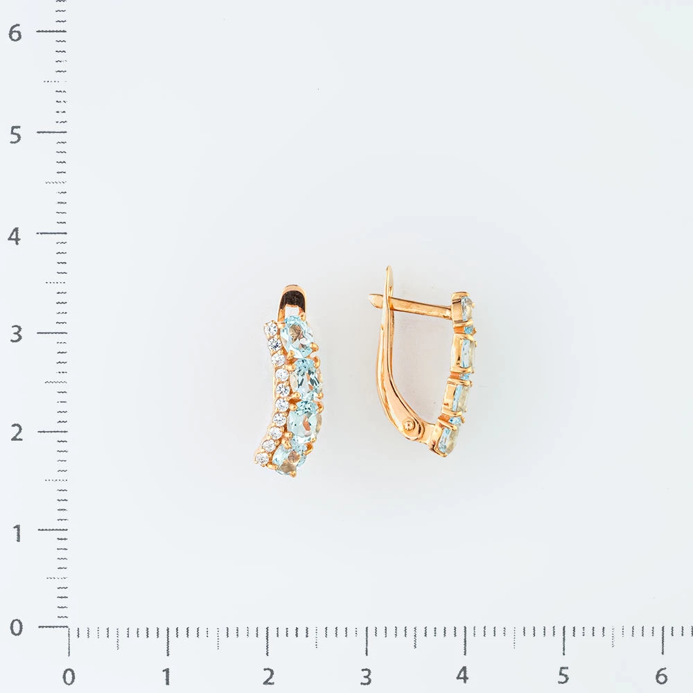 Серьги с топазом из красного золота 585 пробы