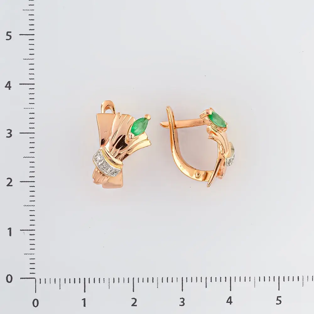 Серьги с изумрудом из красного золота 585 пробы 2