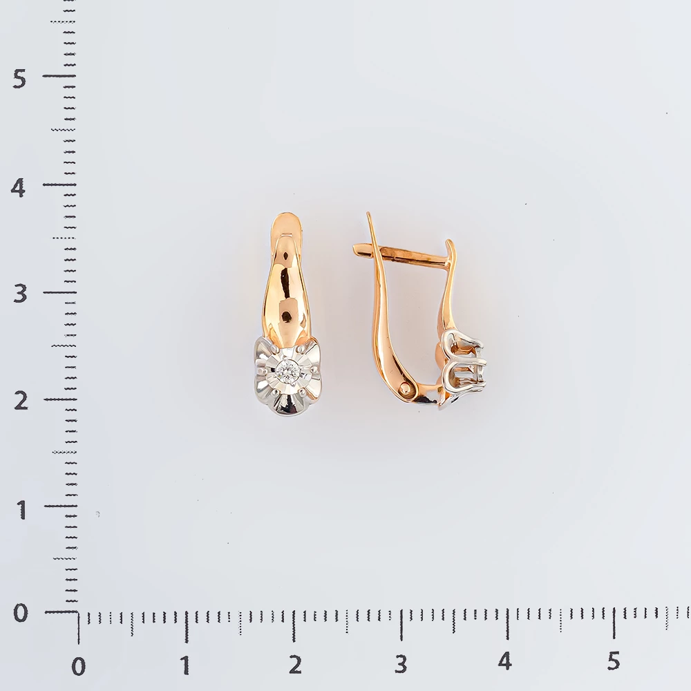 Серьги с бриллиантом из красного золота 585 пробы