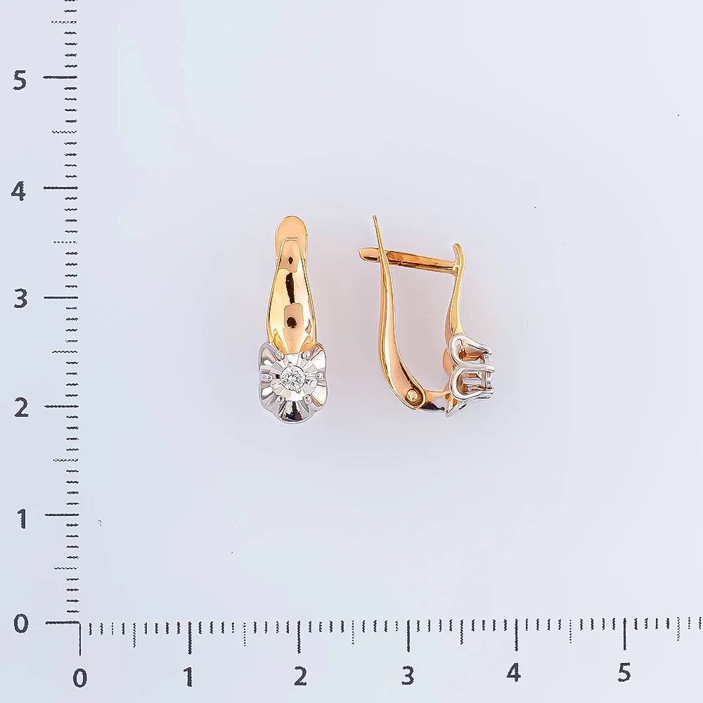 Серьги с бриллиантом из красного золота 585 пробы