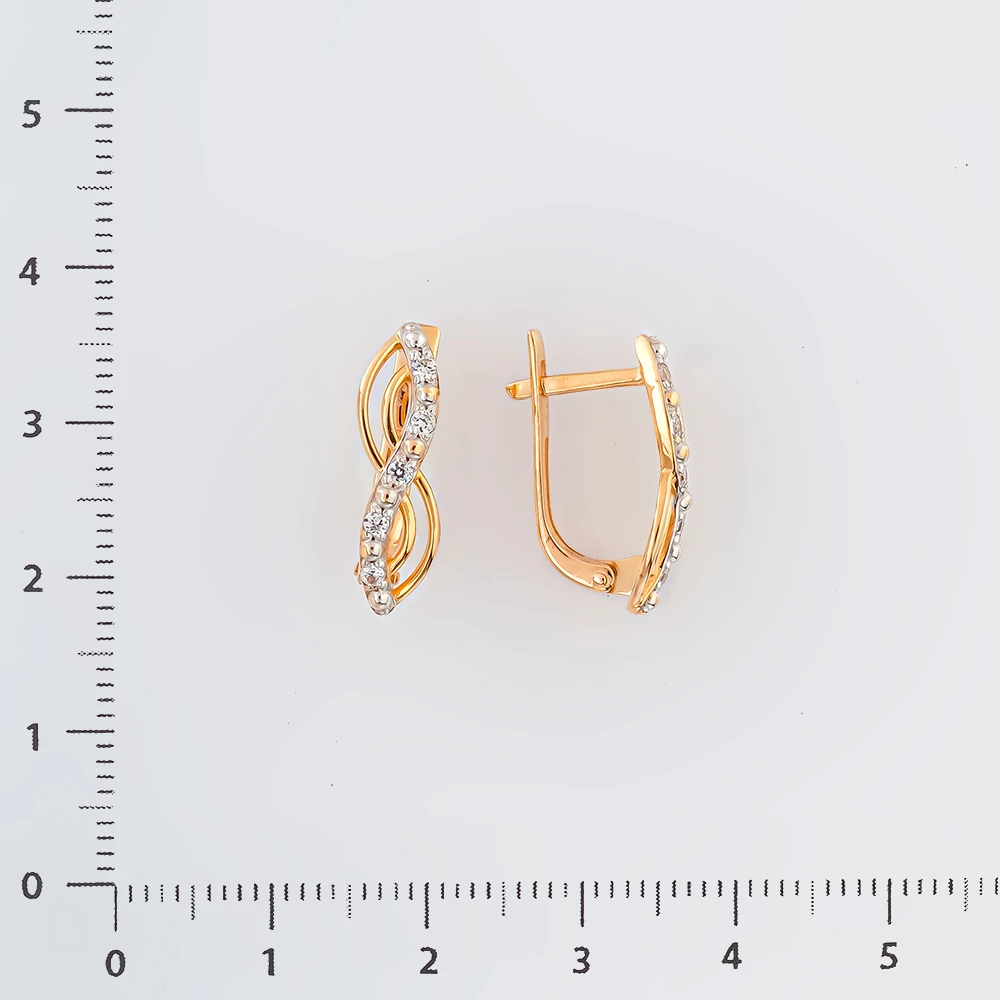 Серьги с фианитом из красного золота 585 пробы
